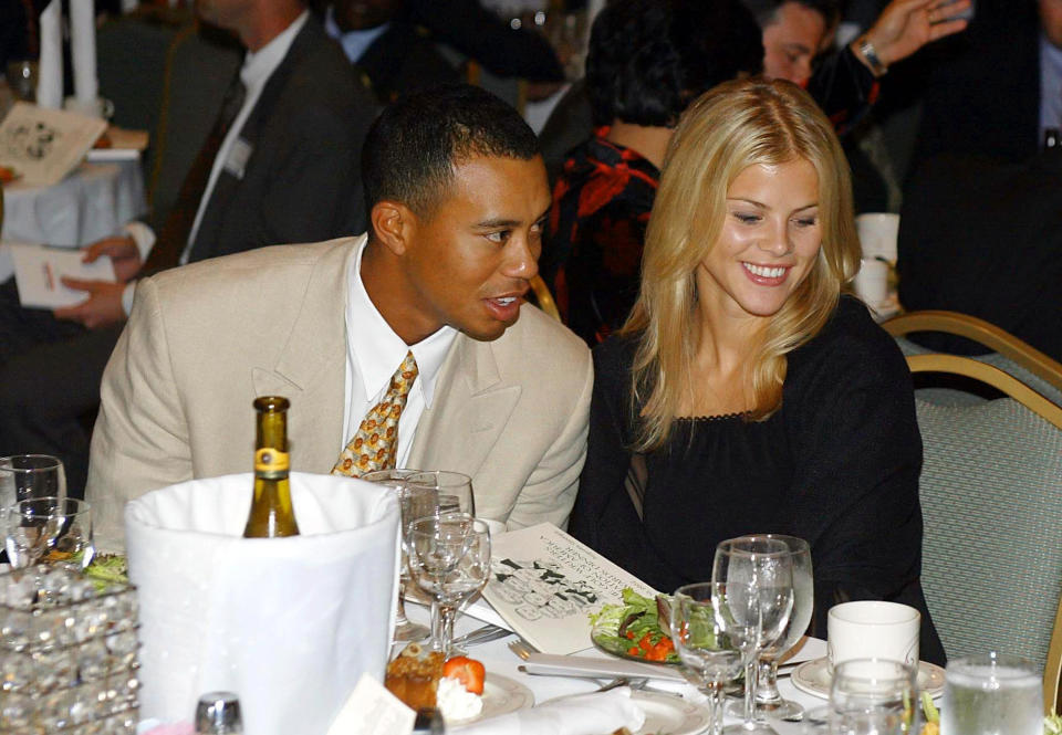 &nbsp;Golfer Tiger Woods and girlfriend Elin Nordegren attend the Golf Writers Association of America Awards Dinner April 10, 2002 at the Radisson Hotel in Augusta, GA. (Photo by David Cannon/Getty Images)