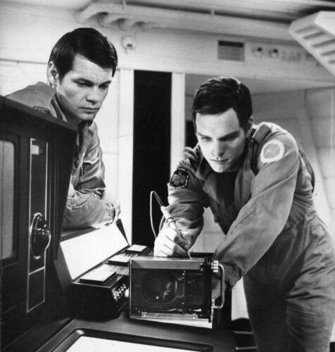 A scene from “2001: A Space Odyssey,” in which a computer commandeers a space voyage. A Boston emergency room physician who watched recently as a modern AI created a fake medical study to support its diagnosis, said he felt like the astronauts in the movie. (Transcendental Graphics/Getty Images)