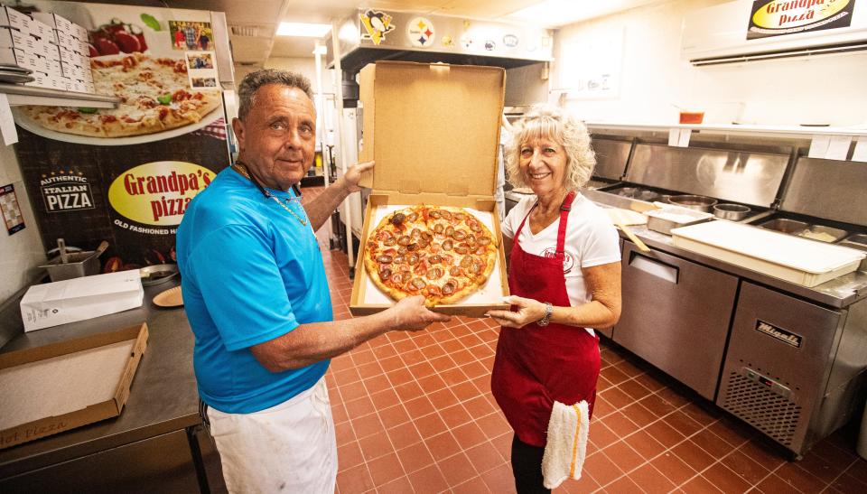 Joe and Antonietta Minetti, have owned and run GrandpaÕs Pizza along Old U.S. 41 in Bonita Springs for four decades. March 20, 2024.