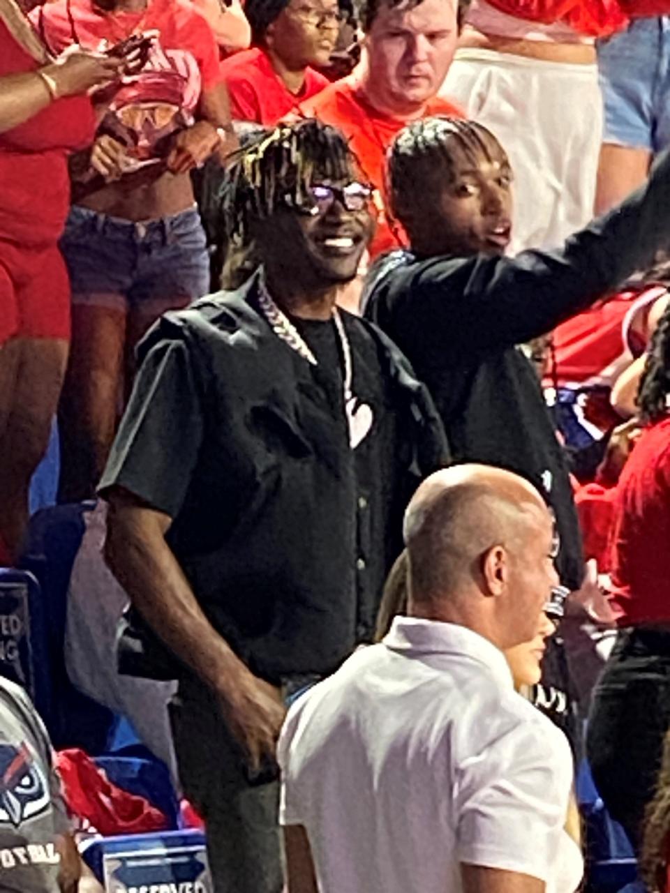 Miami native and 2020 Super Bowl champion receiver Antonio Brown attended Saturday's Memphis-FAU game in Boca Raton.