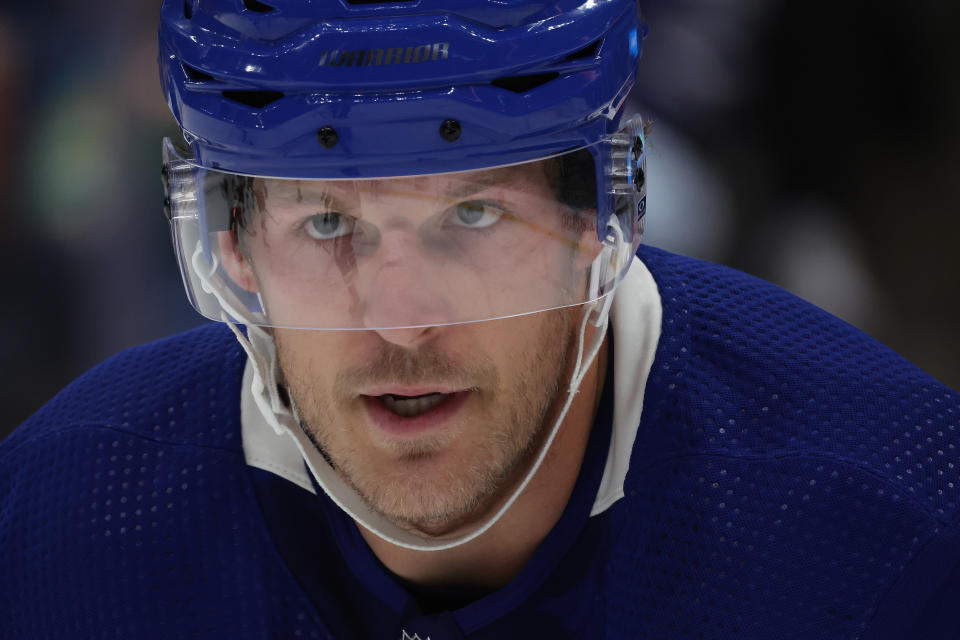 TORONTO, ON- SEPTEMBER 25  -  Toronto Maple Leafs defenseman Jake McCabe (22) as the Toronto Maple Leafs fall to the Ottawa Senators 4-3 in overtime in preseason action  at Scotiabank Arena in Toronto. September 25, 2023.        (Steve Russell/Toronto Star via Getty Images)