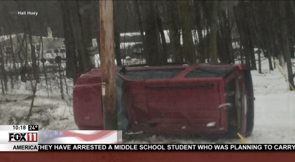 Huli Huey’s car after the accident (Photo: WLUK)