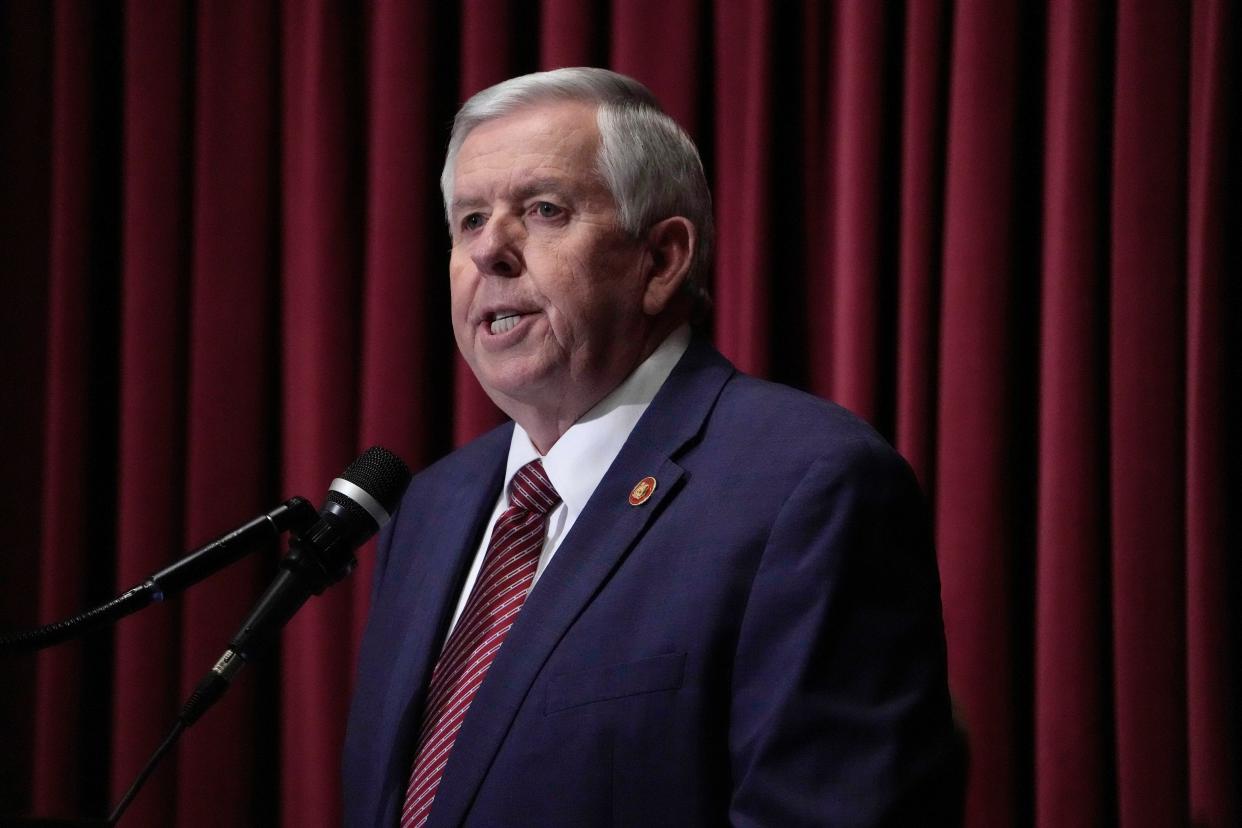 Missouri Gov. Mike Parson delivers the State of the State address Wednesday, Jan. 18, 2023, in Jefferson City, Mo.