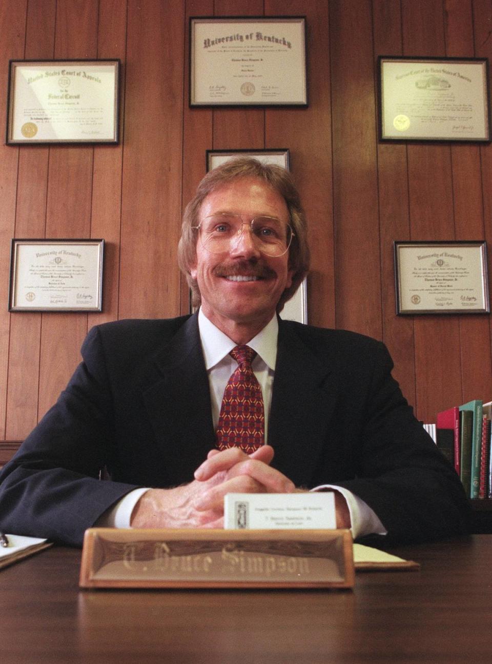 Bruce Simpson, attorney at law, sits for a portrait in 1997.