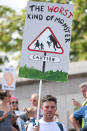 <p>Scotland United Against Trump demonstrators march through Edinburgh, Scotland, during a “Carnival of Resistance” to protest the visit of President Trump to the U.K., Saturday, July 14, 2018. (Photo: Lesley Martin/PA via AP) </p>