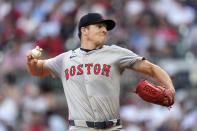 Boston Red Sox starting pitcher Nick Pivetta works the first inning of a baseball game against the Atlanta Braves Wednesday, May 8, 2024, in Atlanta. (AP Photo/John Bazemore)