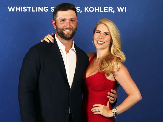 Warren Little/Getty Jon Rahm and wife Kelley Cahill at the Team Europe Gala Dinner prior to the 43rd Ryder Cup at The American Club on September 22, 2021 in Kohler, Wisconsin