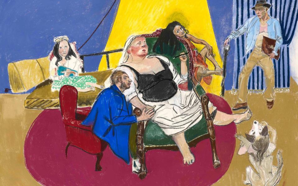 Paula Rego Meeting Adelia, 2013 Pastel on paper on aluminium 120 x 160 cm 47 1/4 x 63 in © Paula Rego Courtesy the artist and Victoria Miro - Courtesy the artist and Victoria Miro/© Paula Rego