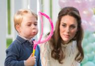 <p>Here he is playing with more bubbles! [Photo: GettyPool/Sam Hussein] </p>