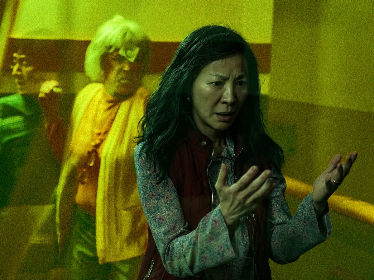 Ke Huy Quan, Jamie Lee Curtis and Michelle Yeoh in ‘Everything Everywhere All at Once' (A24)