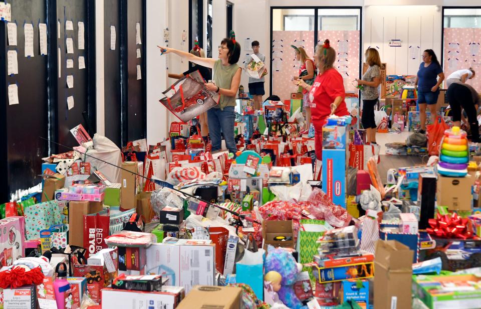 Volunteers with Guardian ad Litem and Friends of Children of Brevard, the nonprofit charity that helps support the children in the Guardian ad Litem program, sorted about 4,000 new holiday gifts for children in the Brevard County foster system in December 2021.