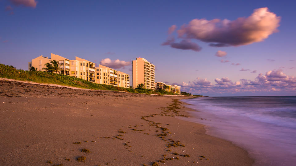 Beachfront condominiums and the Atlantic Ocean at Jupiter Island, Florida.