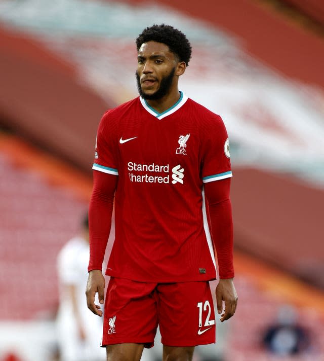 Liverpool’s Joe Gomez stands still