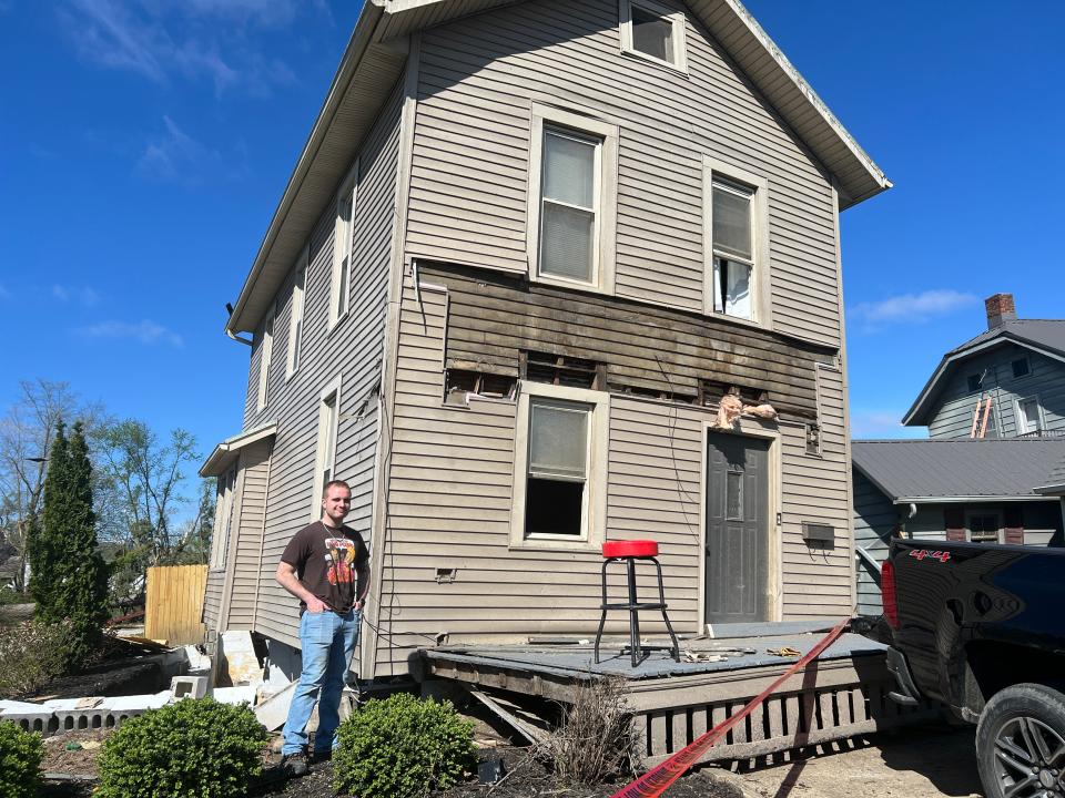 “It was a frightening experience, that is for sure,” said Eric Thomas, who works the night shift as a Crawford County Sheriff’s deputy, about waking up to what sounded like a freight train outside of his home, but it actually was a storm.