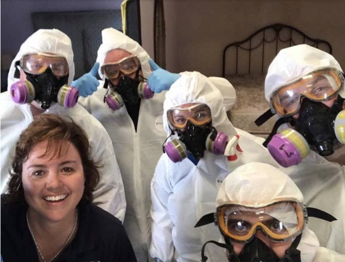 Laura Spaulding with her cleanup team.