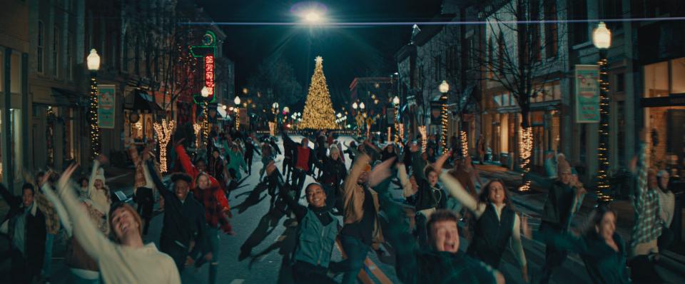 A scene from "It's Christmas Again" filmed in downtown Franklin.