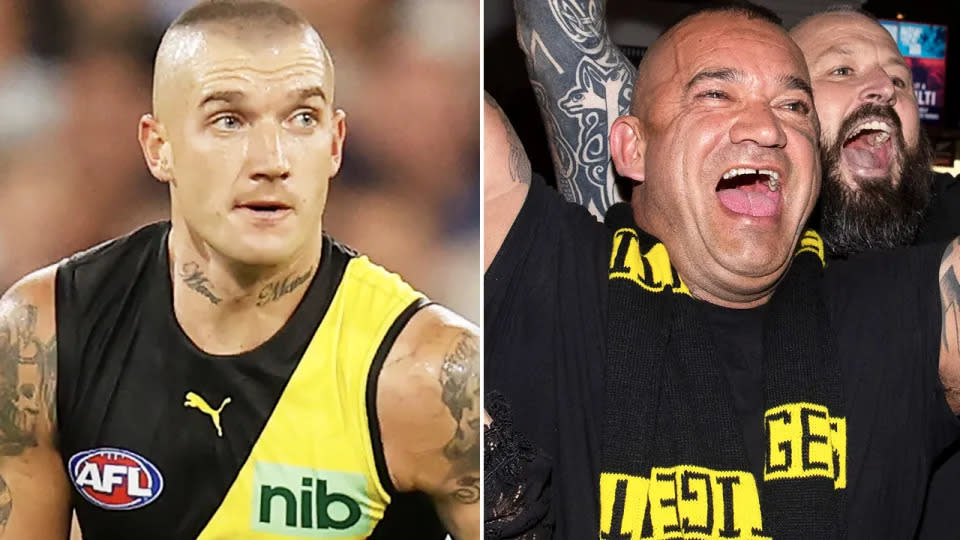 Seen here on the left is Richmond star Dustin Martin and his late father Shane on the right.