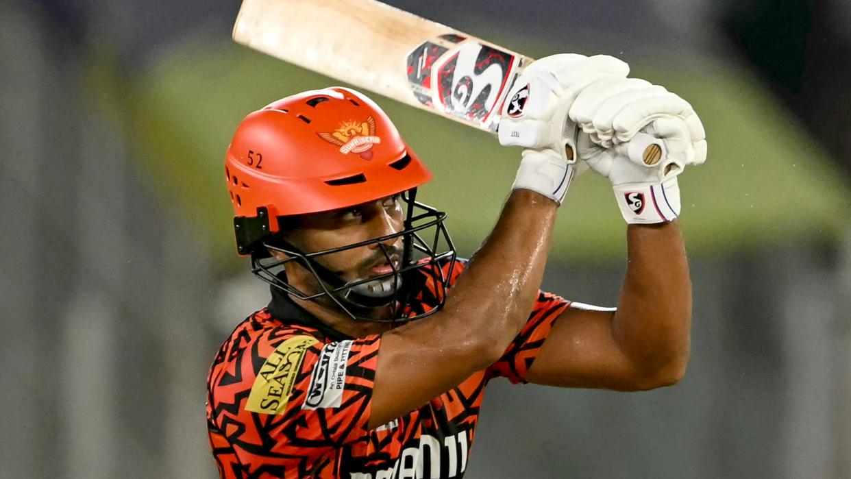  Sunrisers Hyderabad's Rahul Tripathi plays a shot during the Indian Premier League (IPL) . 