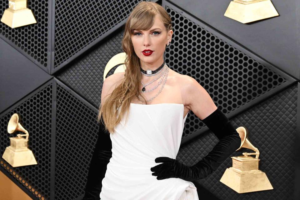 <p>Gilbert Flores/Billboard via Getty </p> Taylor Swift in Los Angeles in February 2024