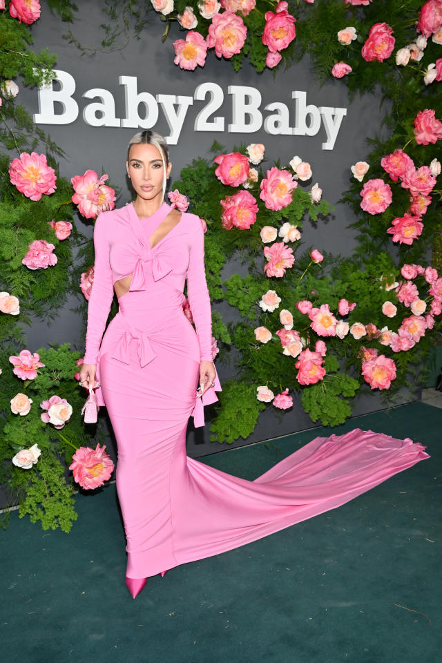 Kim Kardashian Went Full Balenciaga Barbie in a Baby Pink Cutout