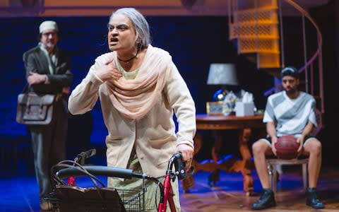 Amina Ziaas as Dadimaa Pervaiz on stage at The Swan - Credit: Topher McGrillis/RSC