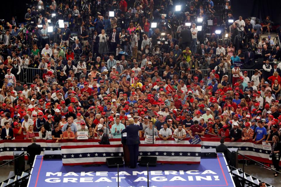 Thousands of supporters gathered at the rally (REUTERS)