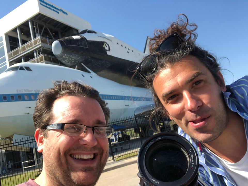 Renowned opera singer Michael Spyres, left, and filmmaker Edoardo Zucchetti pose for a selfie. The two's documentary, "An Overnight Success: The Crazy Life of an Opera Singer," a project about Spyres' opera career, debuts March 24, 2024.