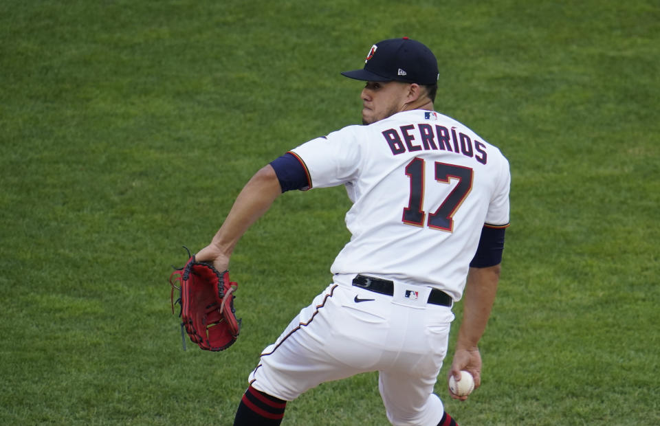 Minnesota Twins pitcher Jose Berrios throws against the Cleveland Indians in the first inning of a baseball game, Thursday, June 24, 2021, in Minneapolis (AP Photo/Jim Mone)