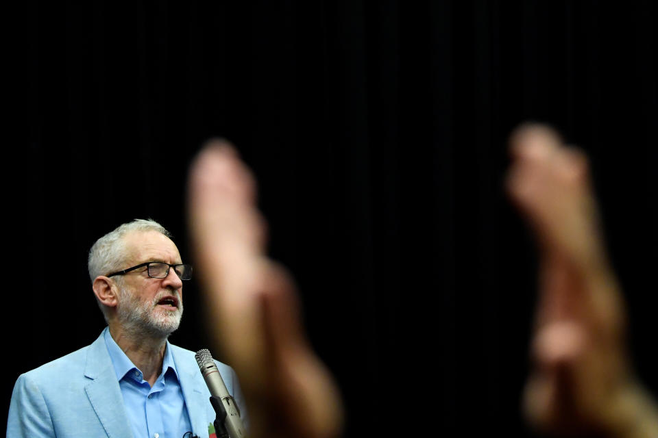 Britain's opposition Labour Party leader Jeremy Corbyn speaks during general election campaign event in Swindon, Britain November 2, 2019. REUTERS/Toby Melville