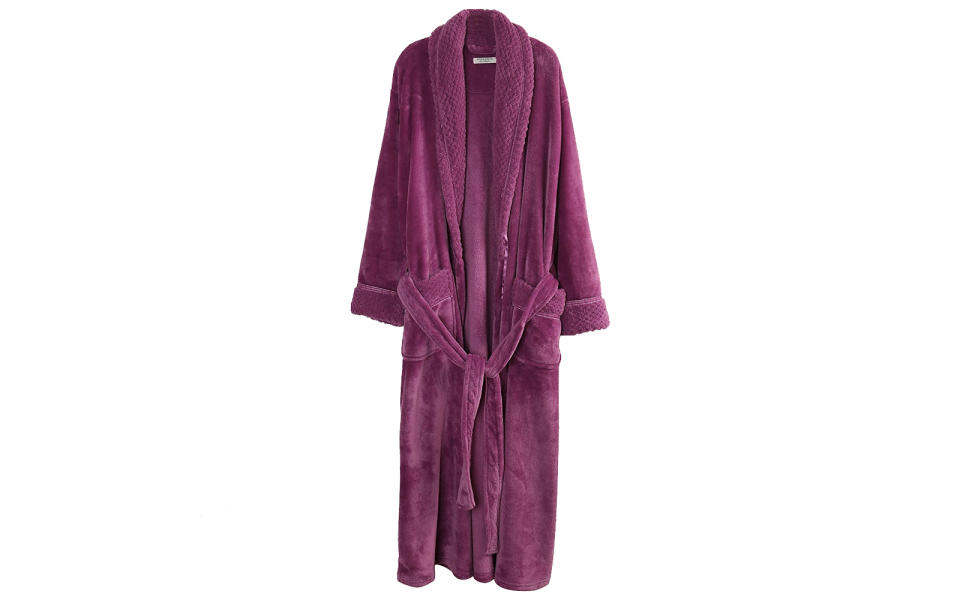 Richie House Women's Fleece Bathrobe in Dark Purple