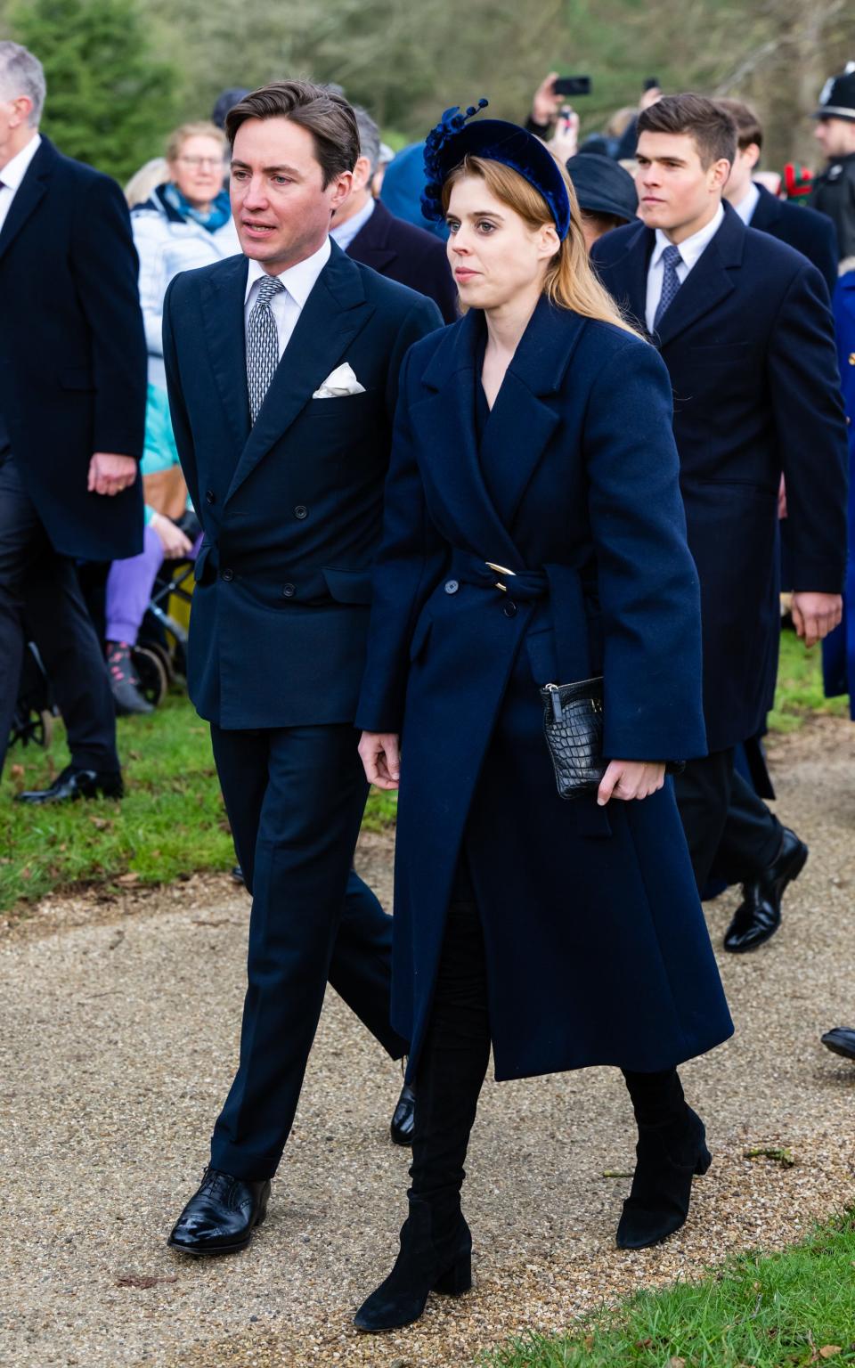 Princess Beatrice and Edoardo Mapelli Mozzi attend the Christmas Morning Service at Sandringham Church in 2023.
