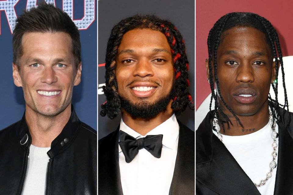 <p>Jon Kopaloff/Getty; Frazer Harrison/Getty; JC Olivera/WireImage</p> Tom Brady; Damar Hamlin; Travis Scott