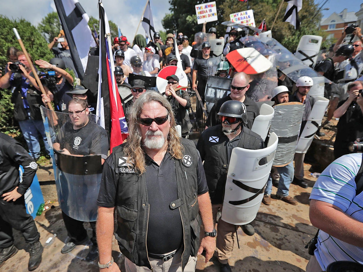 Brawls between people holding KKK banners and confederate flags, and groups of anti-fascist counter protestors spilled onto the streets: Getty Images