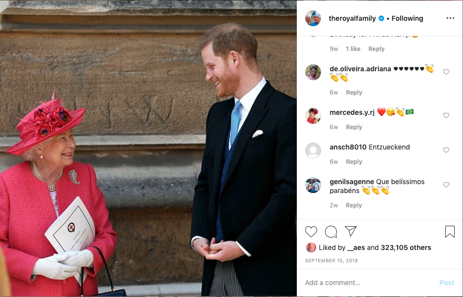 Prince Harry talking to the Queen