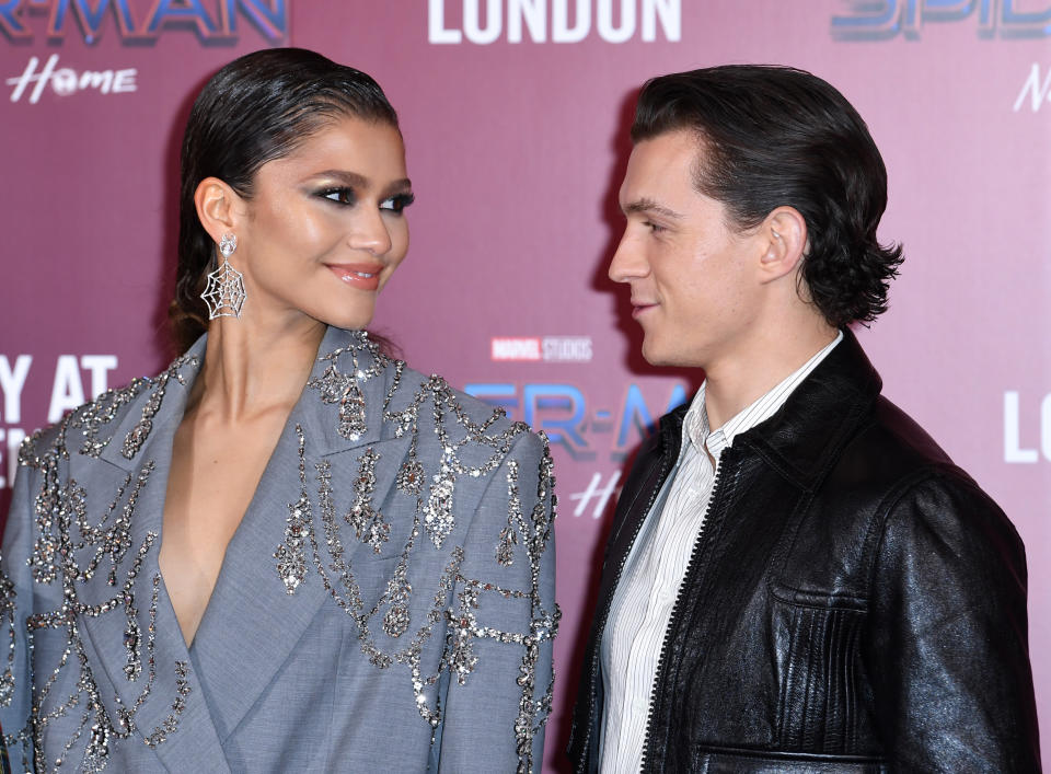 Zendaya and Tom Holland attending the Spider-Man No Way Home photocall in London. Credit: Doug Peters/EMPICS