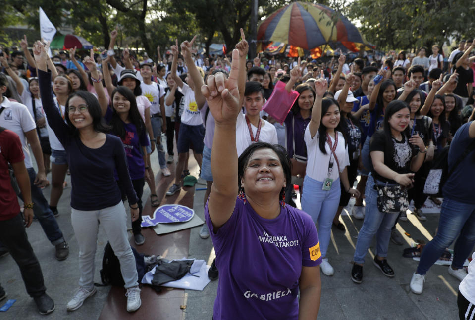 Women celebrating International Women's Day in the Philippines