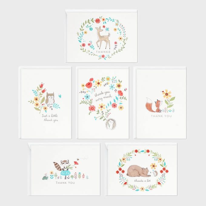 <a href="https://fave.co/31mn5TL" rel="noopener" target="_blank" data-ylk="slk:Woodland Animals Thank-You Notes;elm:context_link;itc:0;sec:content-canvas" class="link rapid-noclick-resp">Woodland Animals Thank-You Notes</a>