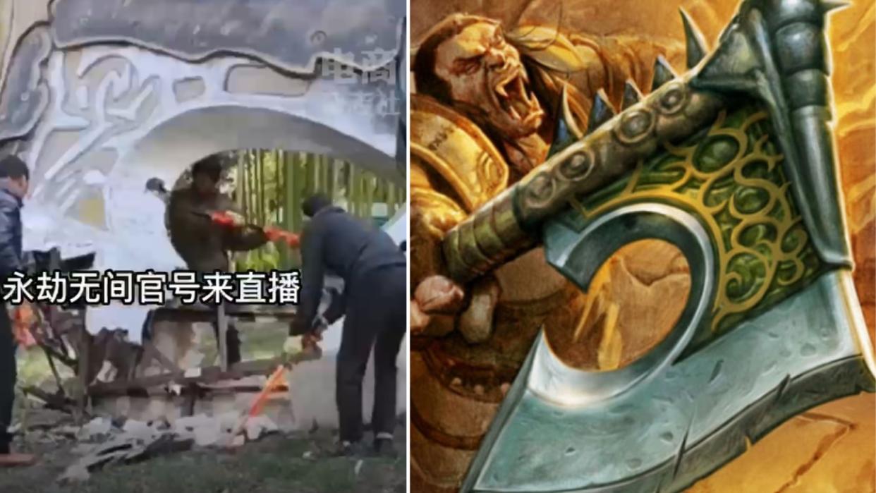 NetEase was offended by Activision Blizzard's accusations and clapped back on Weibo, before livestreaming the demolition of Blizzard offices in China. (Photo: NetEase)