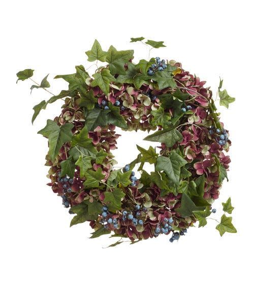 38) Faux Hydrangea, Berry, and Ivy Wreath