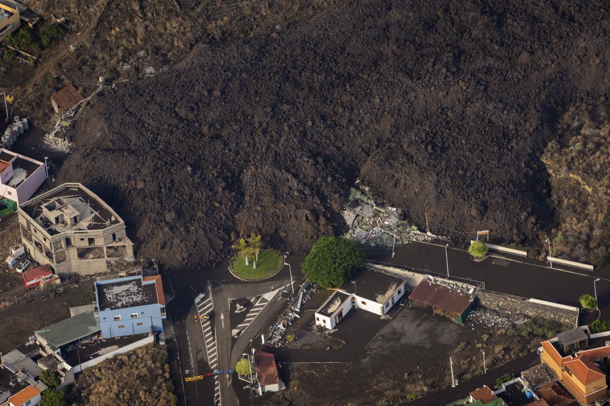 Lava from a volcano eruption flows on the island of La Palma in the Canaries, Spain, Thursday, Sept. 23. 