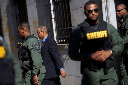 Officer Caesar Goodson leaves the courthouse following the first day of his trial in Baltimore, Maryland, U.S., June 9, 2016. REUTERS/Mark Makela/Pool