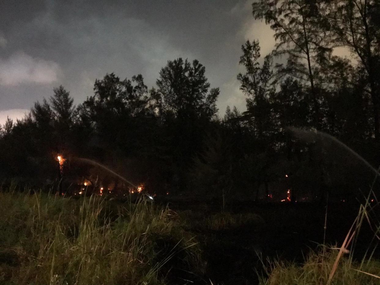 A huge fire, approximately the size of two football fields, near Marina East Drive. (PHOTO: SCDF)