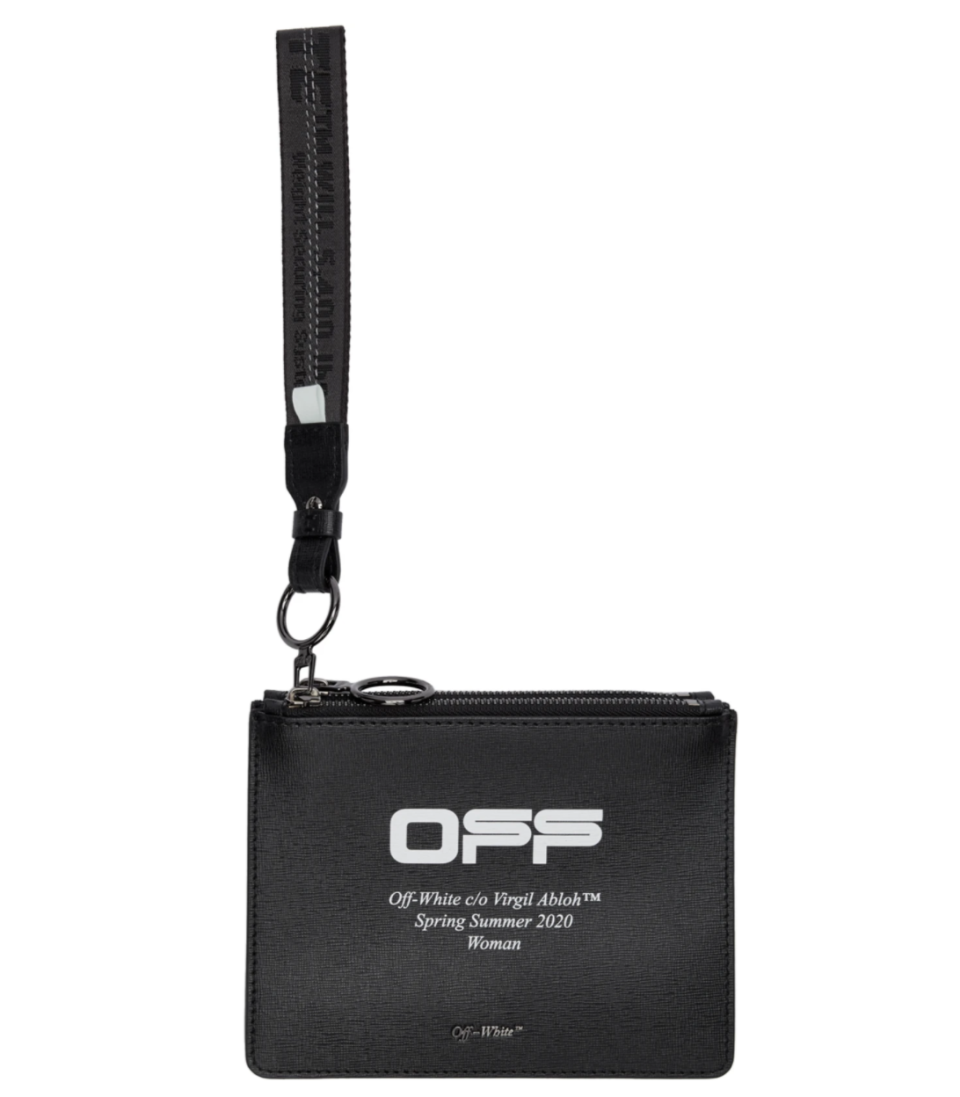 Off-White Black Wavy Logo Pouch. Image via SSENSE.