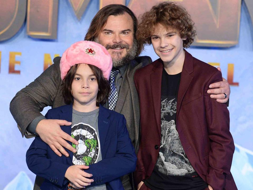 <p>Broadimage/Shutterstock</p> Jack Black and his sons Thomas Black and Samuel Black at the 