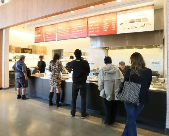 The interior of a Chipotle store