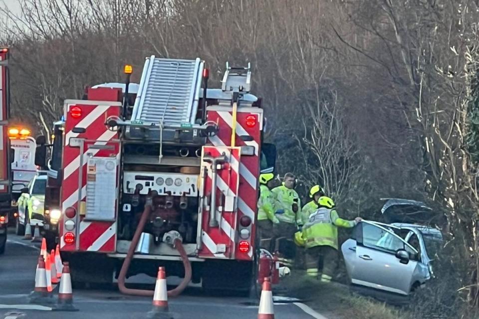 Part of Selsey Road is currrently blocked by a single vehicle crash i(Image: Sussex News and Pictures)/i