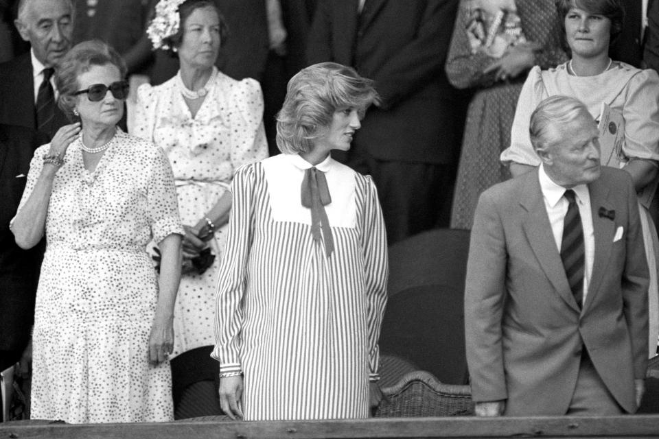 Diana Princess of Wales in the Royal Box on Centre Court at Wimbledon.