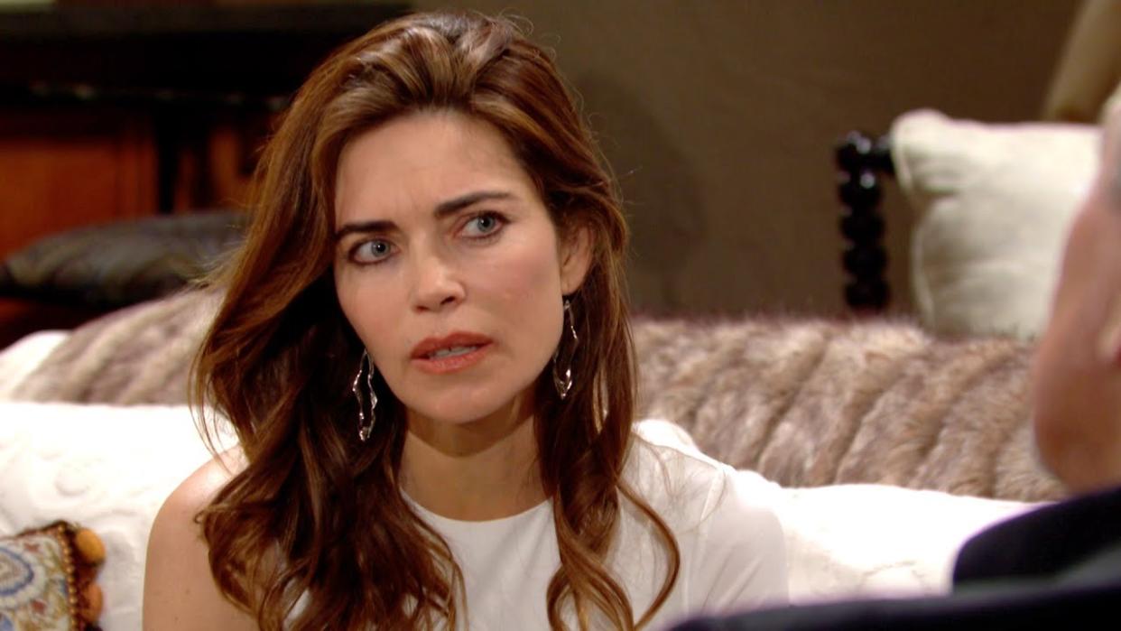  Amelia Heinle as Victoria concerned in The Young and the Restless. 