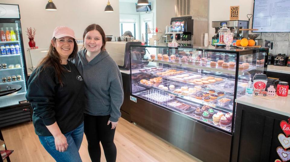 Oh So Sweet Bakery & Café owner Cheri Mansfield and her youngest daughter Samantha Mansfield in their shop in Carlyle, IL. They serve a variety of coffees, drinks, sweets, ice cream, cookies, donuts, breads, cupcakes, and do custom orders for parties, weddings, birthdays.