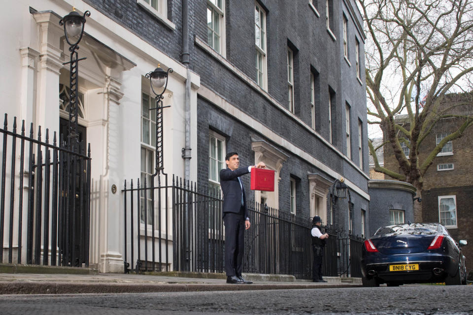 Chancellor Rishi Sunak outside 11 Downing Street, London, before heading to the House of Commons to deliver his Budget.